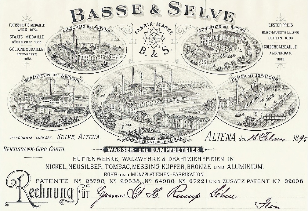 Altena, Briefkopf der Fabrik Basse & Selve